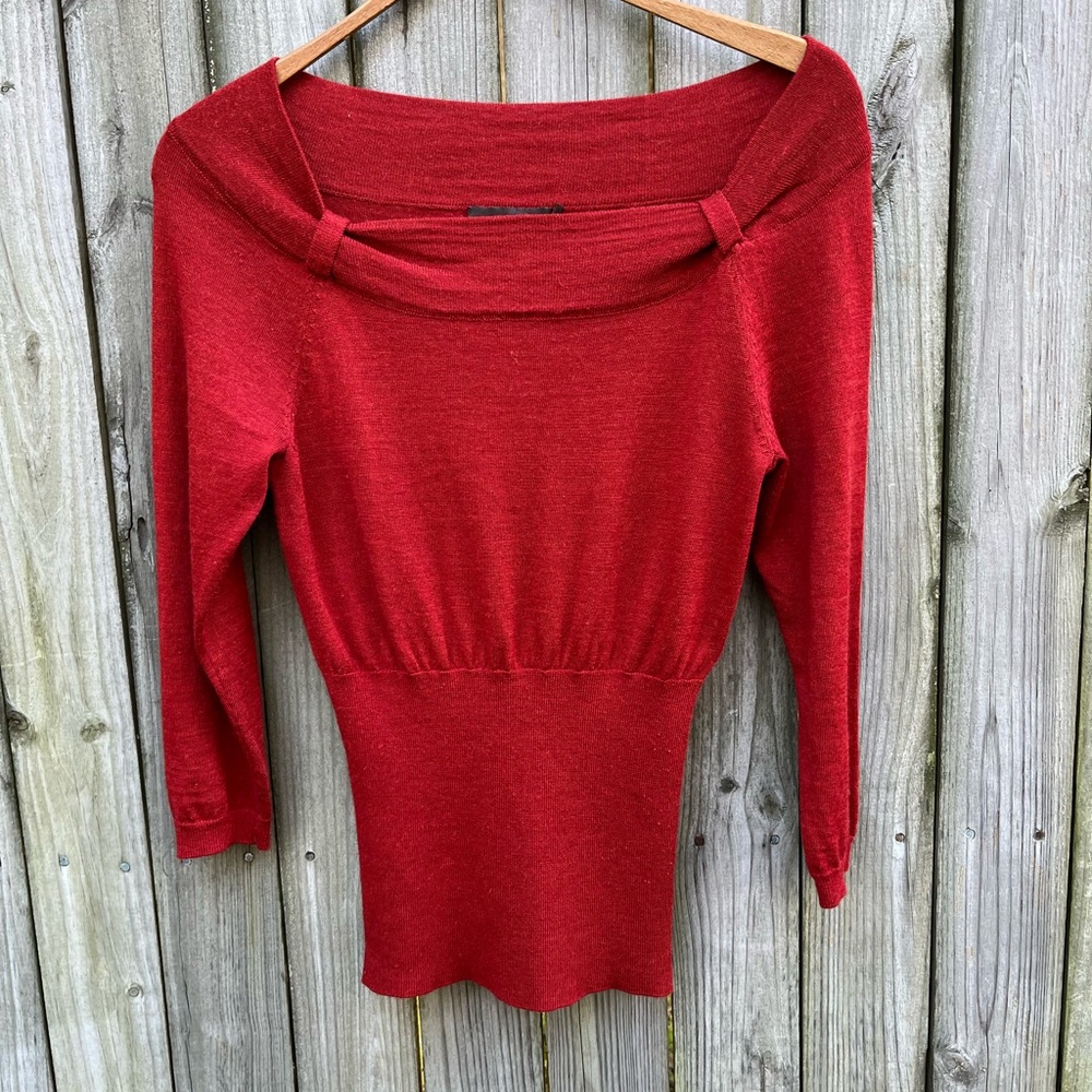 The Limited Orange 3/4 Sleeve Thin Small Sweater